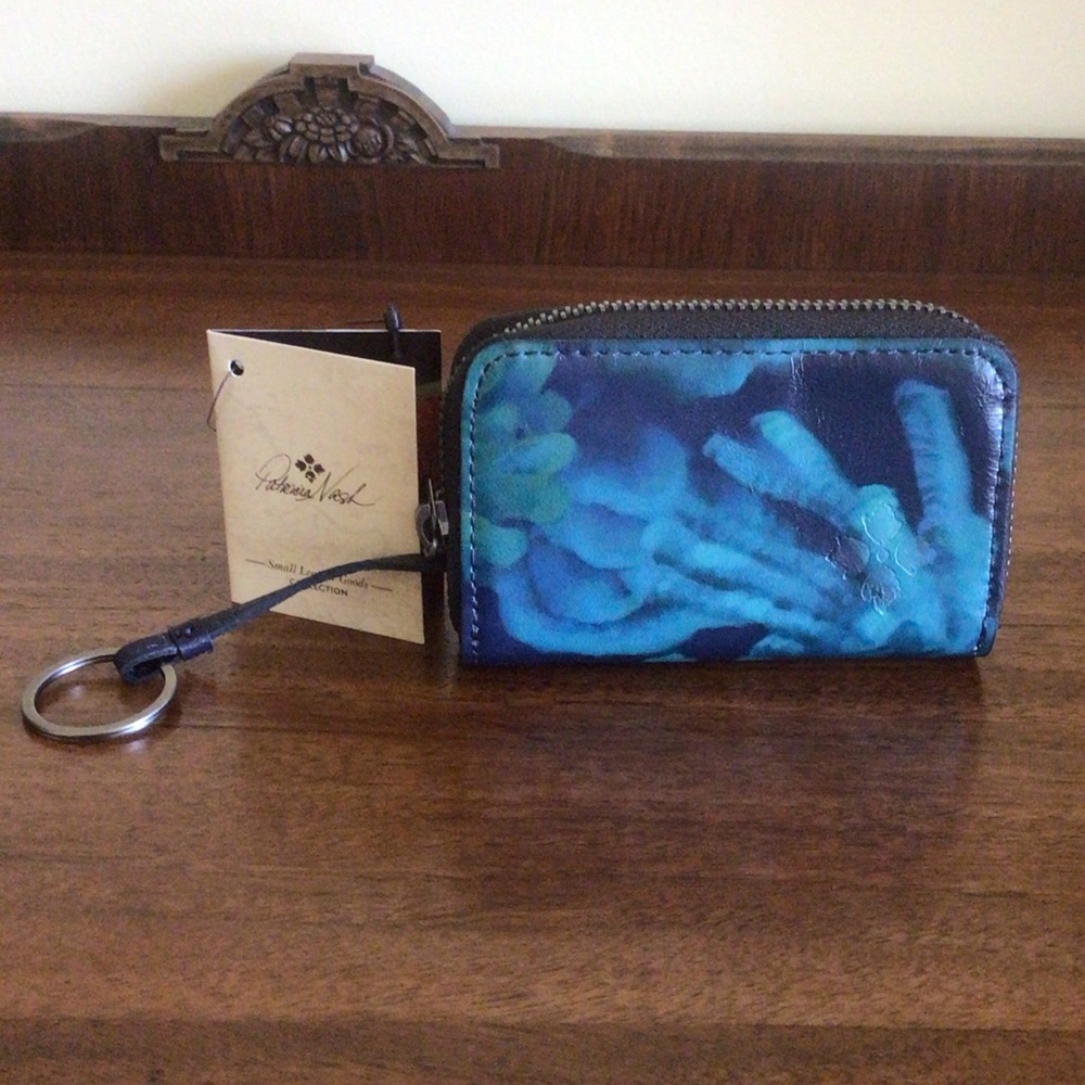 Patricia Nash Leather Card Wallet Keychain
